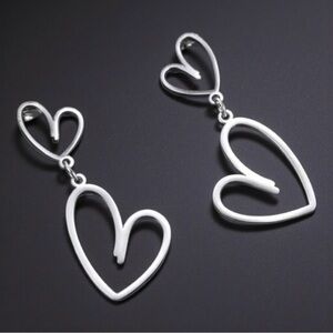 Elegant Double Heart Dangle Stud Earrings​